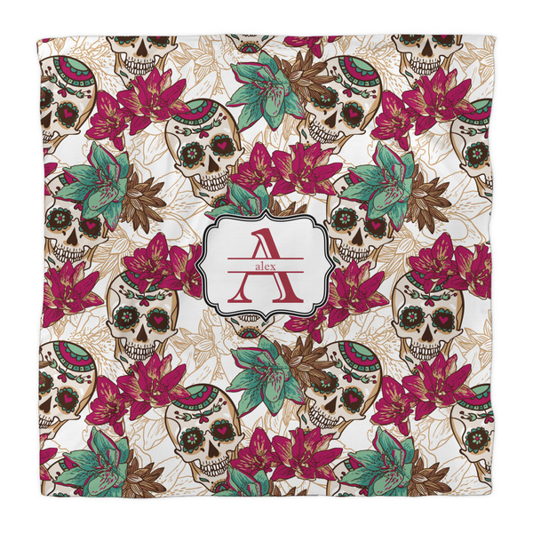 Sugar Skulls & Flowers Duvet Cover - Queen - Front