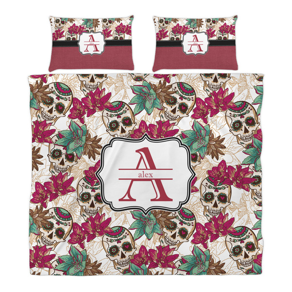 Sugar Skulls & Flowers Duvet Cover Set - King - Alt Approval