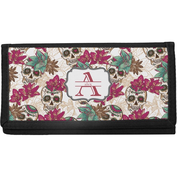 Custom Sugar Skulls & Flowers Canvas Checkbook Cover (Personalized)