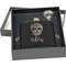 Sugar Skulls & Flowers Engraved Black Flask Gift Set