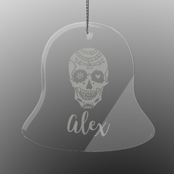 Sugar Skulls & Flowers Engraved Glass Ornament - Bell (Personalized)