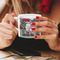 Sugar Skulls & Flowers Espresso Cup - 6oz (Double Shot) LIFESTYLE (Woman hands cropped)