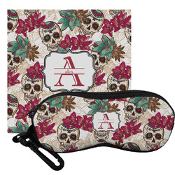 Sugar Skulls & Flowers Eyeglass Case & Cloth (Personalized)