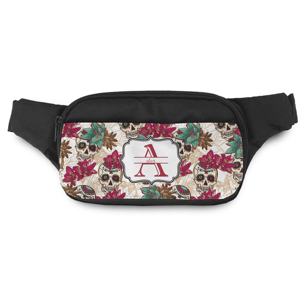 Custom Sugar Skulls & Flowers Fanny Pack - Modern Style (Personalized)