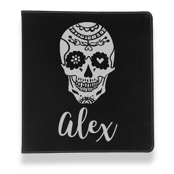 Custom Sugar Skulls & Flowers Leather Binder - 1" - Black (Personalized)