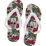 Sugar Skulls & Flowers Flip Flops - Medium (Personalized)
