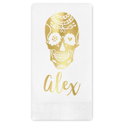 Sugar Skulls & Flowers Guest Napkins - Foil Stamped (Personalized)