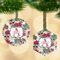 Sugar Skulls & Flowers Flat Glass Ornament w/ Name and Initial