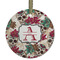 Sugar Skulls & Flowers Flat Glass Ornament - Round w/ Name and Initial