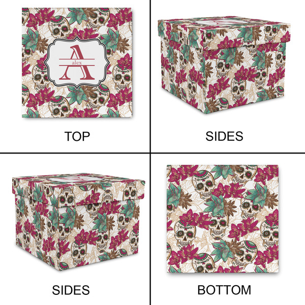 Sugar Skulls & Flowers Gift Boxes with Lid - Canvas Wrapped - Large - Approval