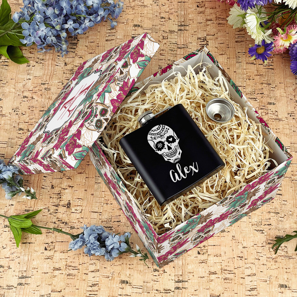 Sugar Skulls & Flowers Gift Boxes with Lid - Canvas Wrapped - Large - In Context