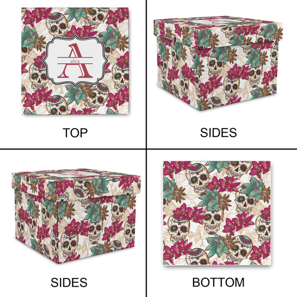 Sugar Skulls & Flowers Gift Boxes with Lid - Canvas Wrapped - Medium - Approval