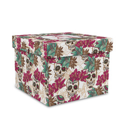 Sugar Skulls & Flowers Gift Box with Lid - Canvas Wrapped - Medium (Personalized)