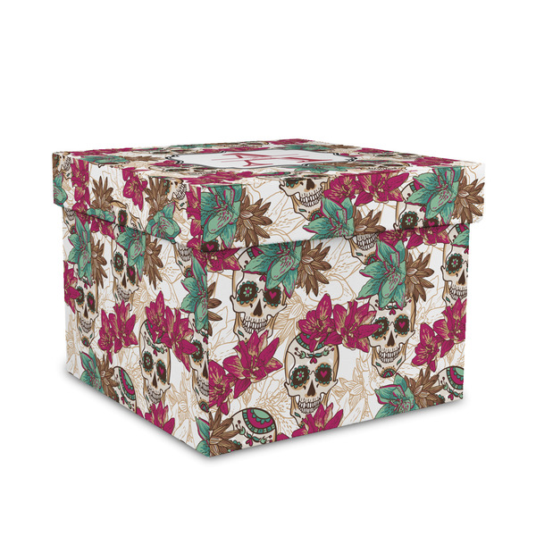 Custom Sugar Skulls & Flowers Gift Box with Lid - Canvas Wrapped - Medium (Personalized)