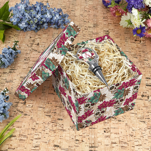 Sugar Skulls & Flowers Gift Boxes with Lid - Canvas Wrapped - Medium - In Context