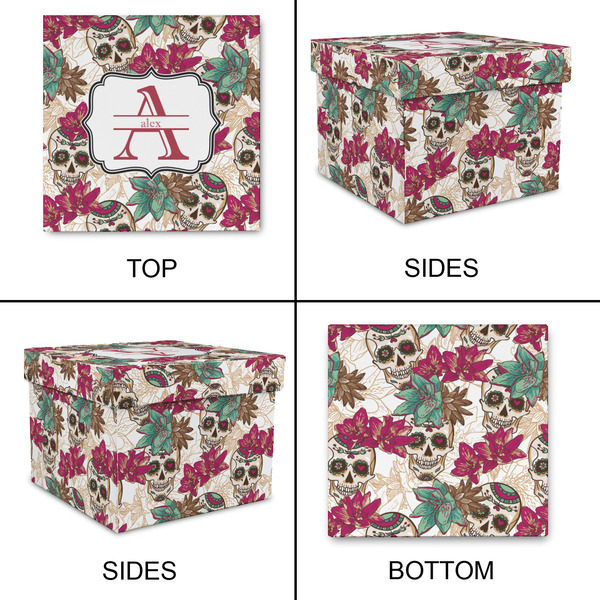 Sugar Skulls & Flowers Gift Boxes with Lid - Canvas Wrapped - Small - Approval