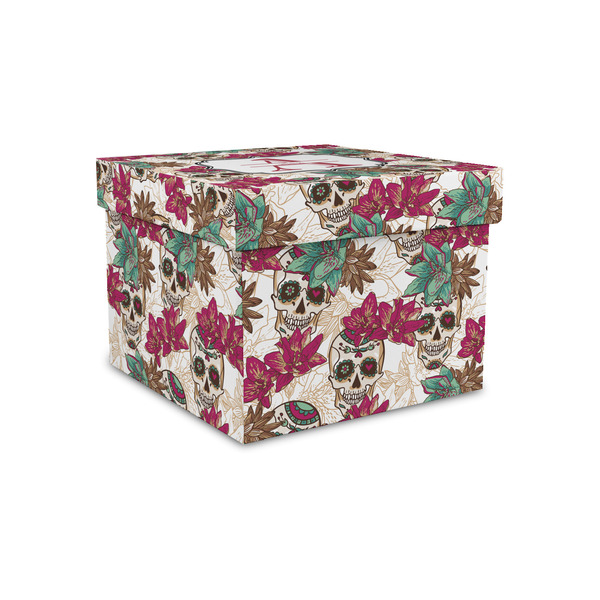 Custom Sugar Skulls & Flowers Gift Box with Lid - Canvas Wrapped - Small (Personalized)