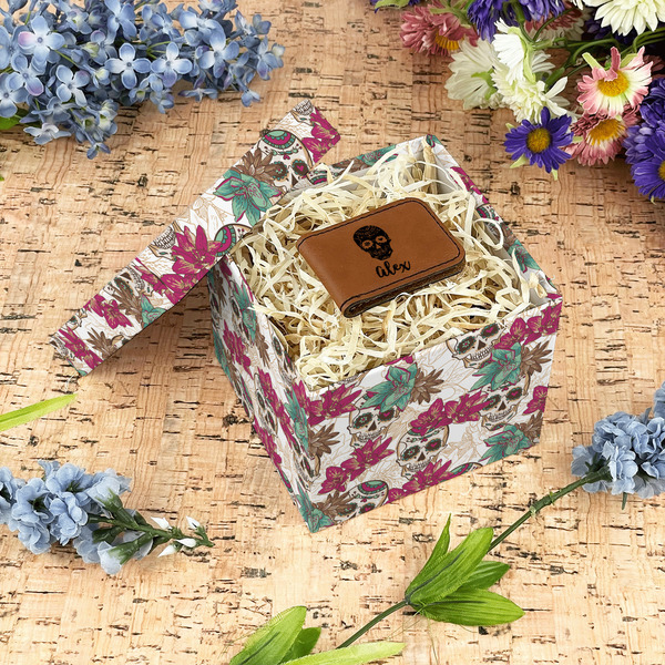 Sugar Skulls & Flowers Gift Boxes with Lid - Canvas Wrapped - Small - In Context