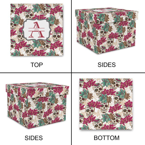 Sugar Skulls & Flowers Gift Boxes with Lid - Canvas Wrapped - X-Large - Approval