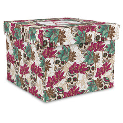 Sugar Skulls & Flowers Gift Box with Lid - Canvas Wrapped - X-Large (Personalized)