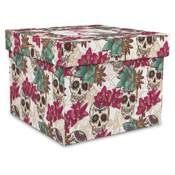 Sugar Skulls & Flowers Gift Box with Lid - Canvas Wrapped - XX-Large (Personalized)