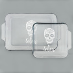 Sugar Skulls & Flowers Set of Glass Baking & Cake Dish - 13in x 9in & 8in x 8in (Personalized)