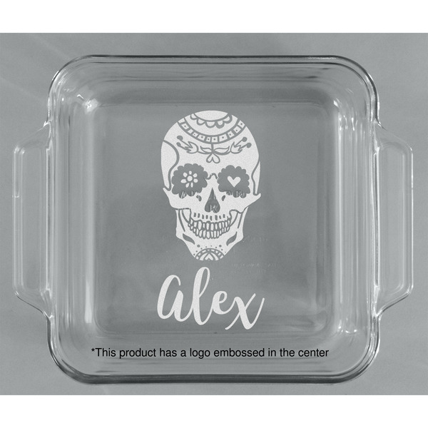 Sugar Skulls & Flowers Glass Cake Dish - APPROVAL (8x8)