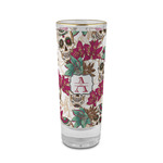 Sugar Skulls & Flowers 2 oz Shot Glass -  Glass with Gold Rim - Set of 4 (Personalized)