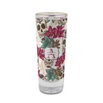 Sugar Skulls & Flowers 2 oz Shot Glass -  Glass with Gold Rim - Single (Personalized)