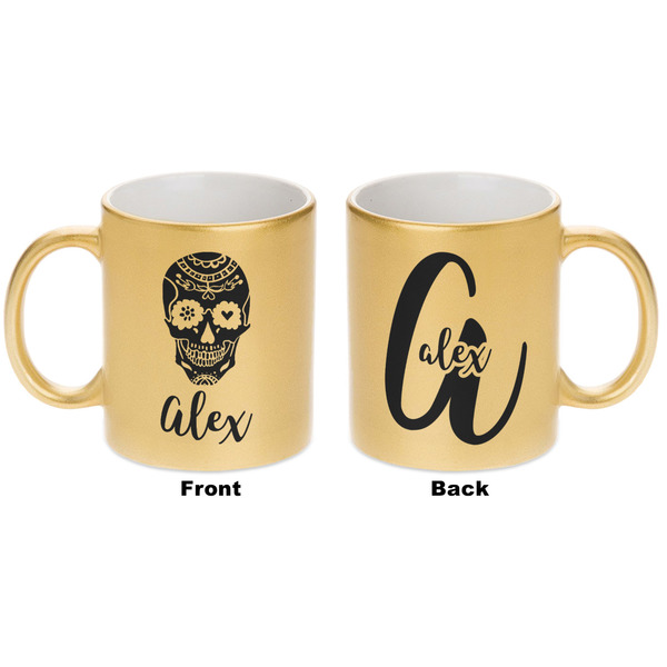 Sugar Skulls & Flowers Gold Mug - Apvl