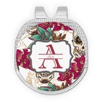 Sugar Skulls & Flowers Golf Ball Marker - Hat Clip - Silver