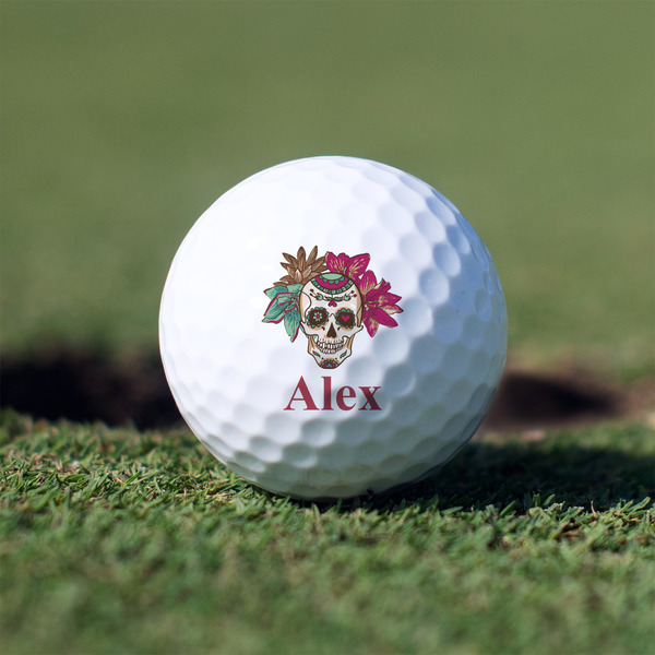 Custom Sugar Skulls & Flowers Golf Balls - Non-Branded - Set of 12 (Personalized)