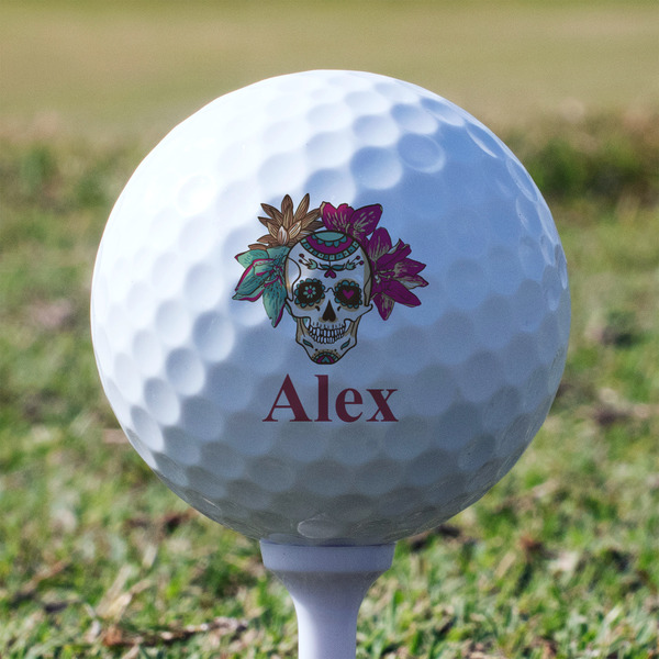 Sugar Skulls & Flowers Golf Ball - Non-Branded - Tee