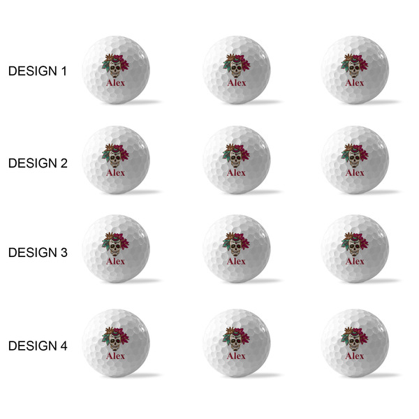 Sugar Skulls & Flowers Golf Balls - Generic - Set of 12 - APPROVAL