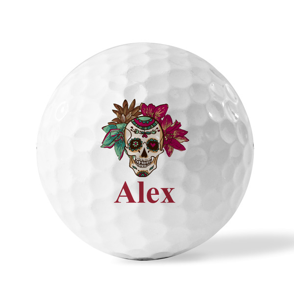 Sugar Skulls & Flowers Golf Balls - Generic - Set of 12 - FRONT