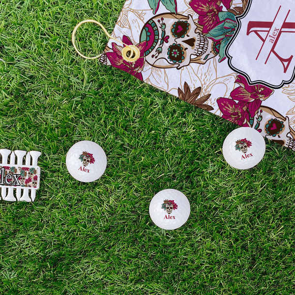 Sugar Skulls & Flowers Golf Balls - Generic - Set of 3 - LIFESTYLE