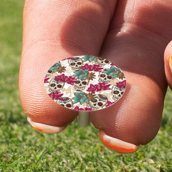 Sugar Skulls & Flowers Golf Tees & Ball Markers Set - Marker