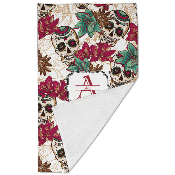 Sugar Skulls & Flowers Golf Towel - Folded (Large)