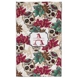 Sugar Skulls & Flowers Golf Towel - Poly-Cotton Blend w/ Name and Initial