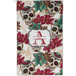Sugar Skulls & Flowers Golf Towel - Poly-Cotton Blend - Small w/ Name and Initial