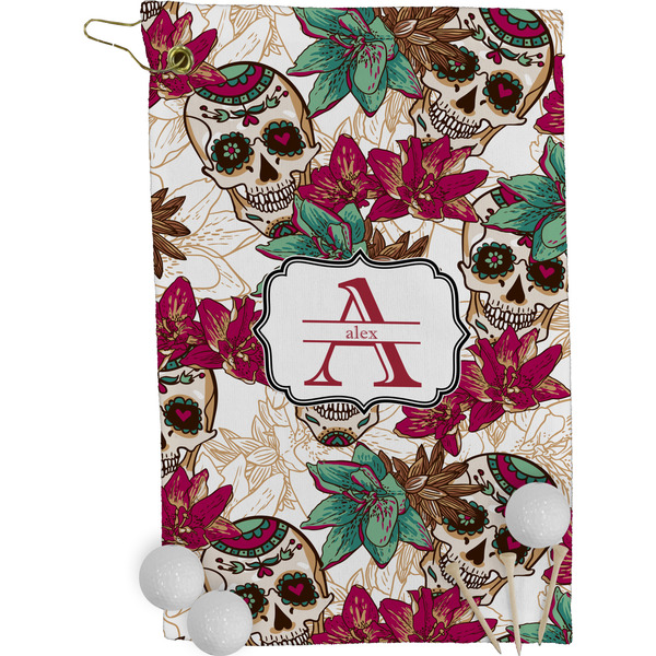 Sugar Skulls & Flowers Golf Towel (Personalized)