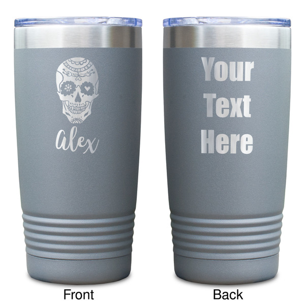 Sugar Skulls & Flowers Gray Polar Camel Tumbler - 20oz - Double Sided - Approval