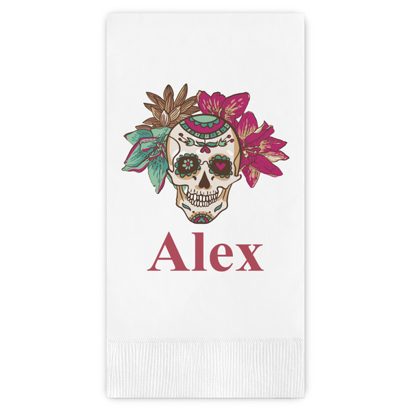 Custom Sugar Skulls & Flowers Guest Paper Towels - Full Color (Personalized)