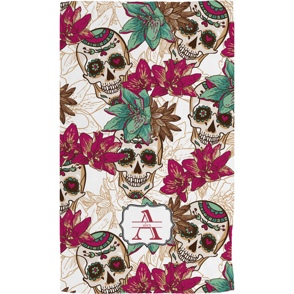 Sugar Skulls & Flowers Hand Towel (Personalized)