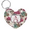Sugar Skulls & Flowers Heart Plastic Keychain w/ Name and Initial