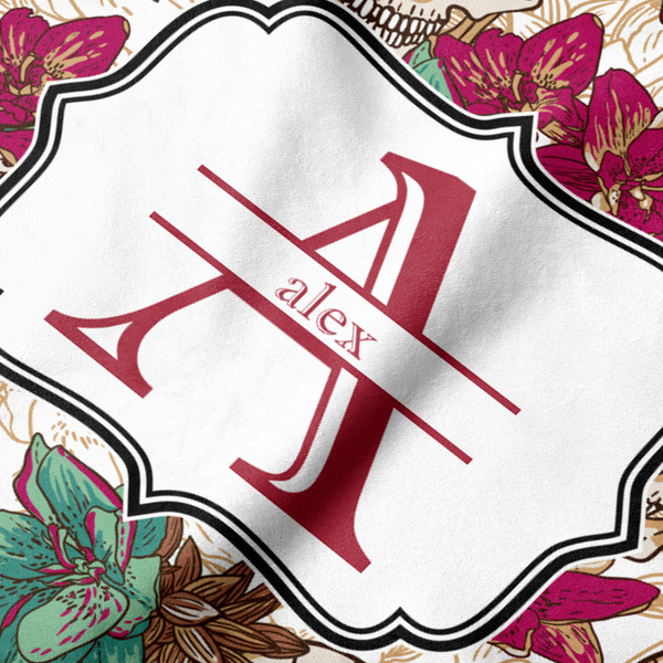 Sugar Skulls & Flowers Hooded Baby Towel- Detail Close Up