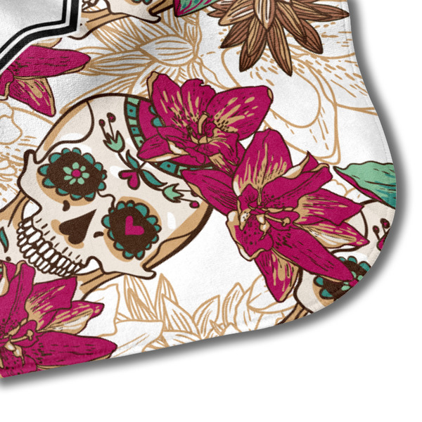 Sugar Skulls & Flowers Hooded Baby Towel- Detail Corner