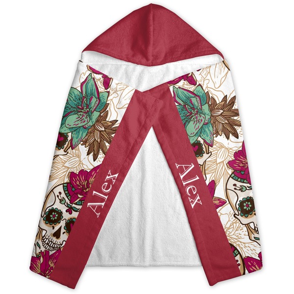 Sugar Skulls & Flowers Hooded Towel - Folded