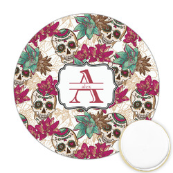 Sugar Skulls & Flowers Printed Cookie Topper - Round (Personalized)