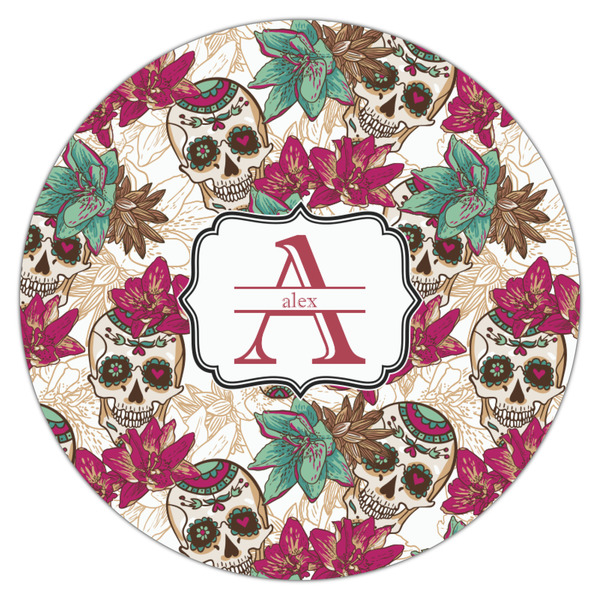 Sugar Skulls & Flowers Icing Circle - Medium - Single
